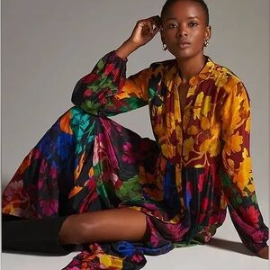 Anthropologie Siddhartha Bansal Maxi Tiered Floral Dress